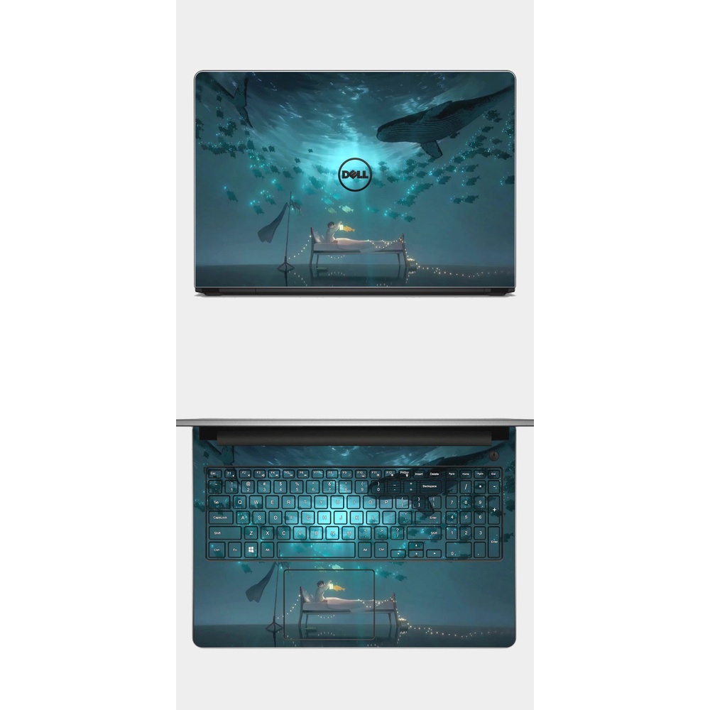 Skin cá voi cute - Dán máy tính Laptop - in theo yêu cầu được cắt sẵn chuẩn theo Model máy