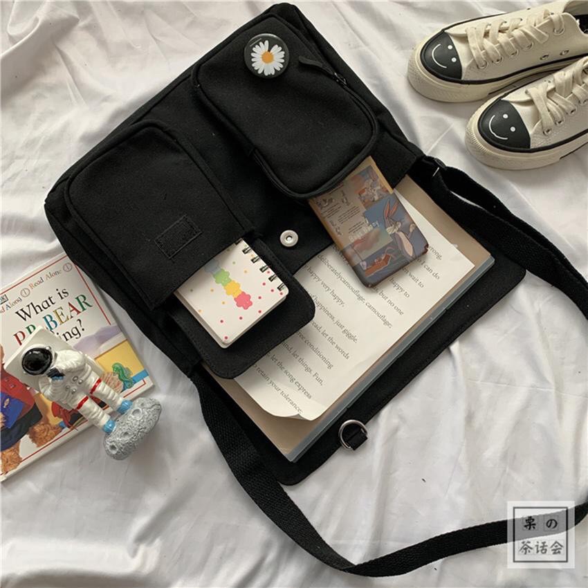 Túi đeo chéo canvas phong cách Hàn Quốc siêu cá tính đi học đi chơi