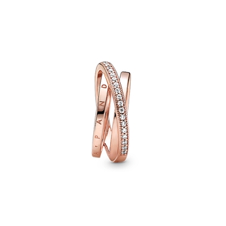 Rose Gold-TonePavéPave Interlaced Trinity Ring Romantic
