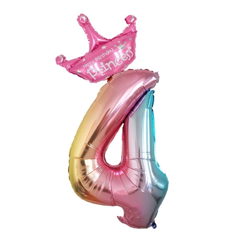 Bong Bóng Nhôm 32 Inch Hình Số Màu Cầu Vồng Dùng Cho Tiệc Sinh Nhật, Đám Cưới