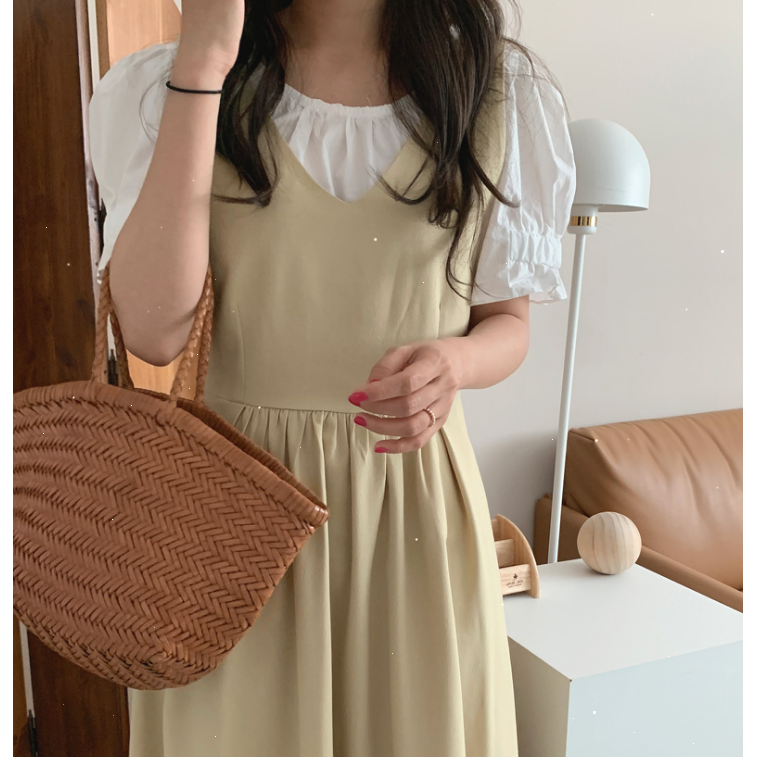 SUXI Áo Sơ Mi Nữ Tay Ngắn Màu Trơn Phong Cách Hàn Quốc