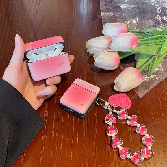 Vỏ Bảo Vệ Hộp Sạc Tai Nghe Bluetooth airpods 1/2 pro Bằng tpu Mềm Màu Gradient Họa Tiết Trái Tim Dễ Thương