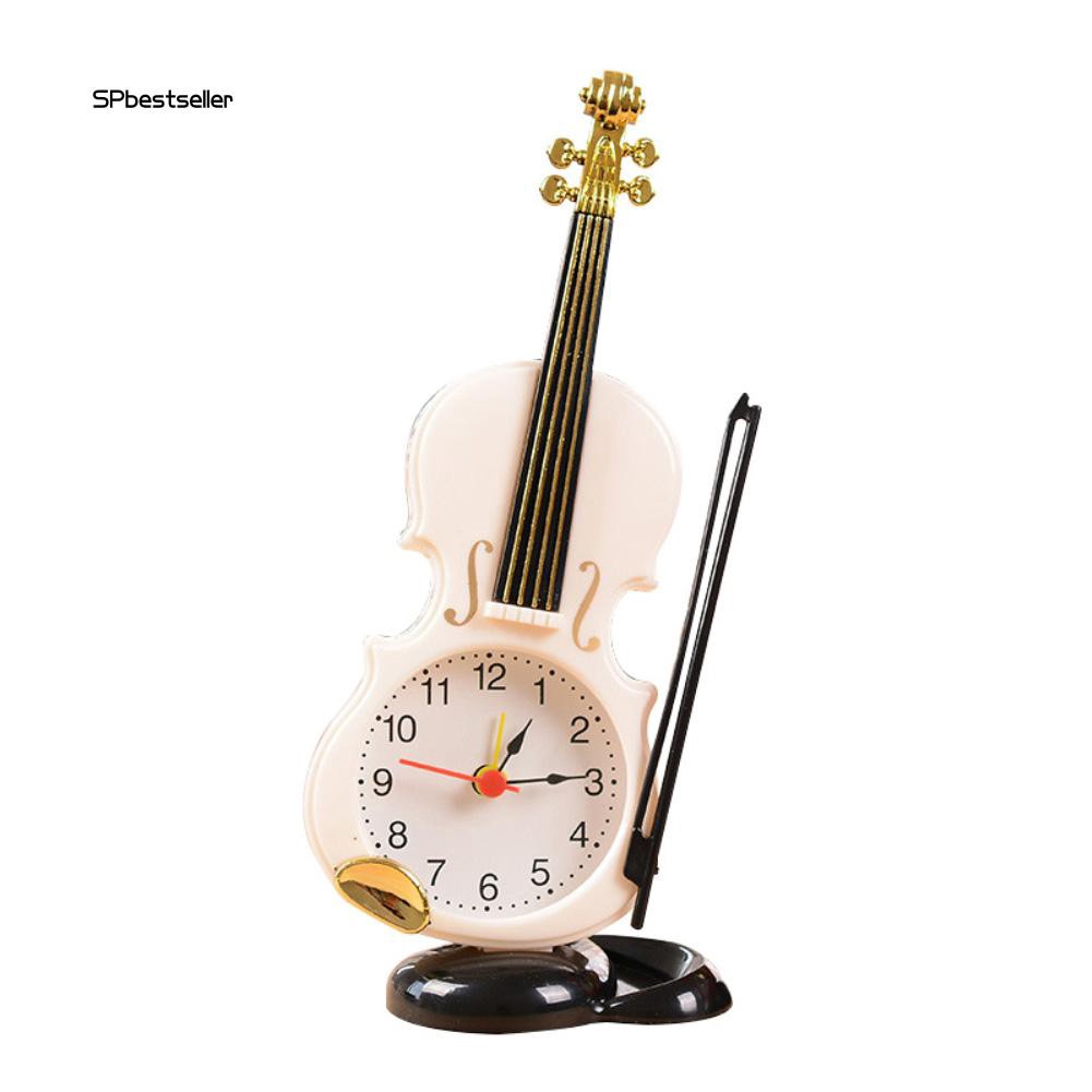 SPBS_Creative Home Office Decor Mini Bedside Desk Violin Alarm Clock Festival Gifts