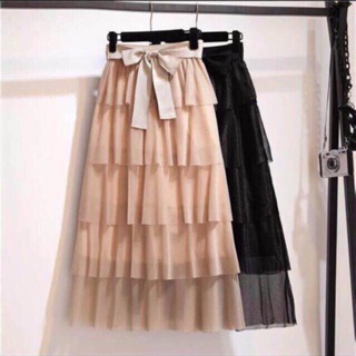 Chân váy voan tầng thắt nơ