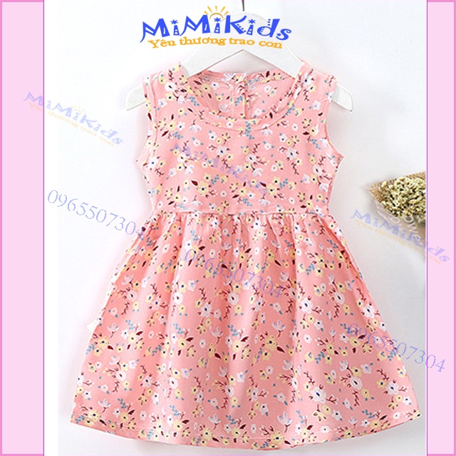 Váy bé gái / Đầm bé gái sát nách 6-8 tuổi, chất lanh lụa thoáng mát