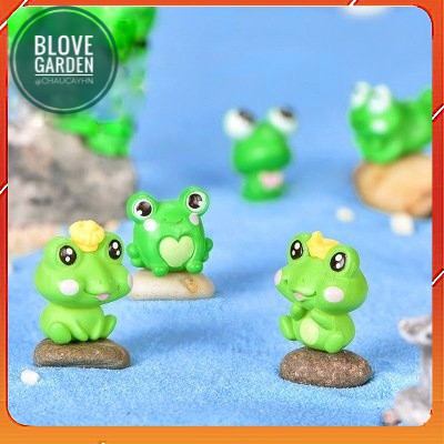Tiểu cảnh 3 Chú Ếch làm mô hình Vương Quốc Ếch xinh xắn, trang trí chậu cây để ban, sen đá xưong rồng, làm quà tặng