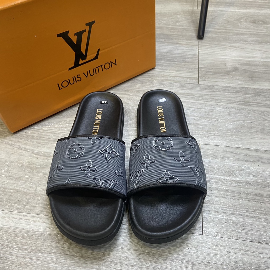 Dép Da Quai Ngang LV - Dép Da LV Đế Đúc Sang, Xịn, Mịn
