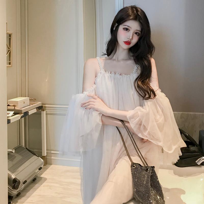 Đầm Hai Dây Dáng Dài Đính Ngọc Trai Xinh Xắn Dành Cho Nữ | BigBuy360 - bigbuy360.vn