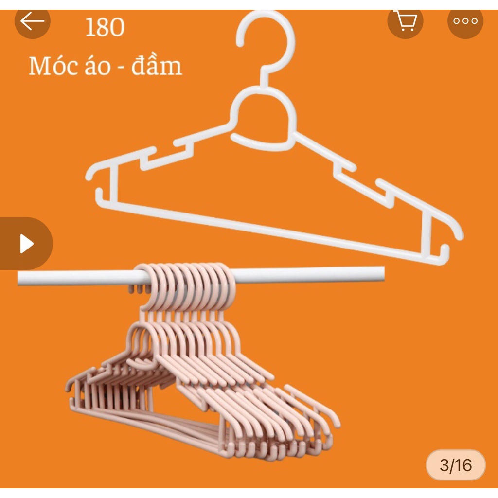 Set 10 móc áo đầm vuông Hara Inochi 180