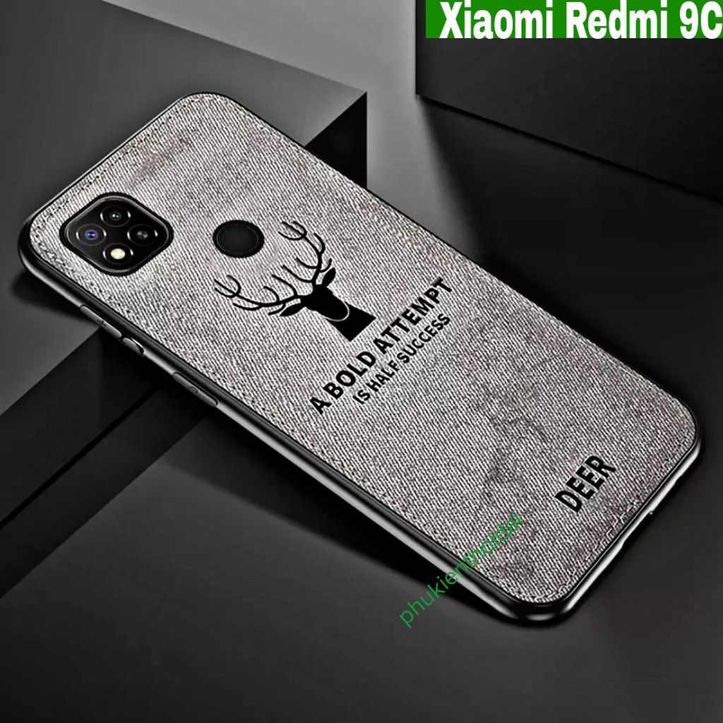 Ốp lưng Redmi 9C / Redmi 10C vân vải hình hươu nai thời trang cao cấp