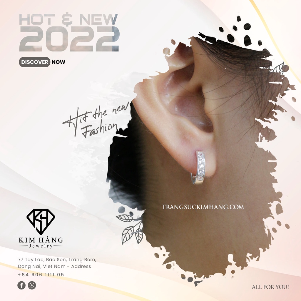 Khuyên Tai Bạc Thiết Kế 1 Tầng Đá KHJER047