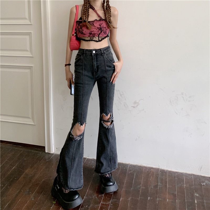 Women's high-waisted high-waisted jeans with split slits summer fashion new summer 2021
