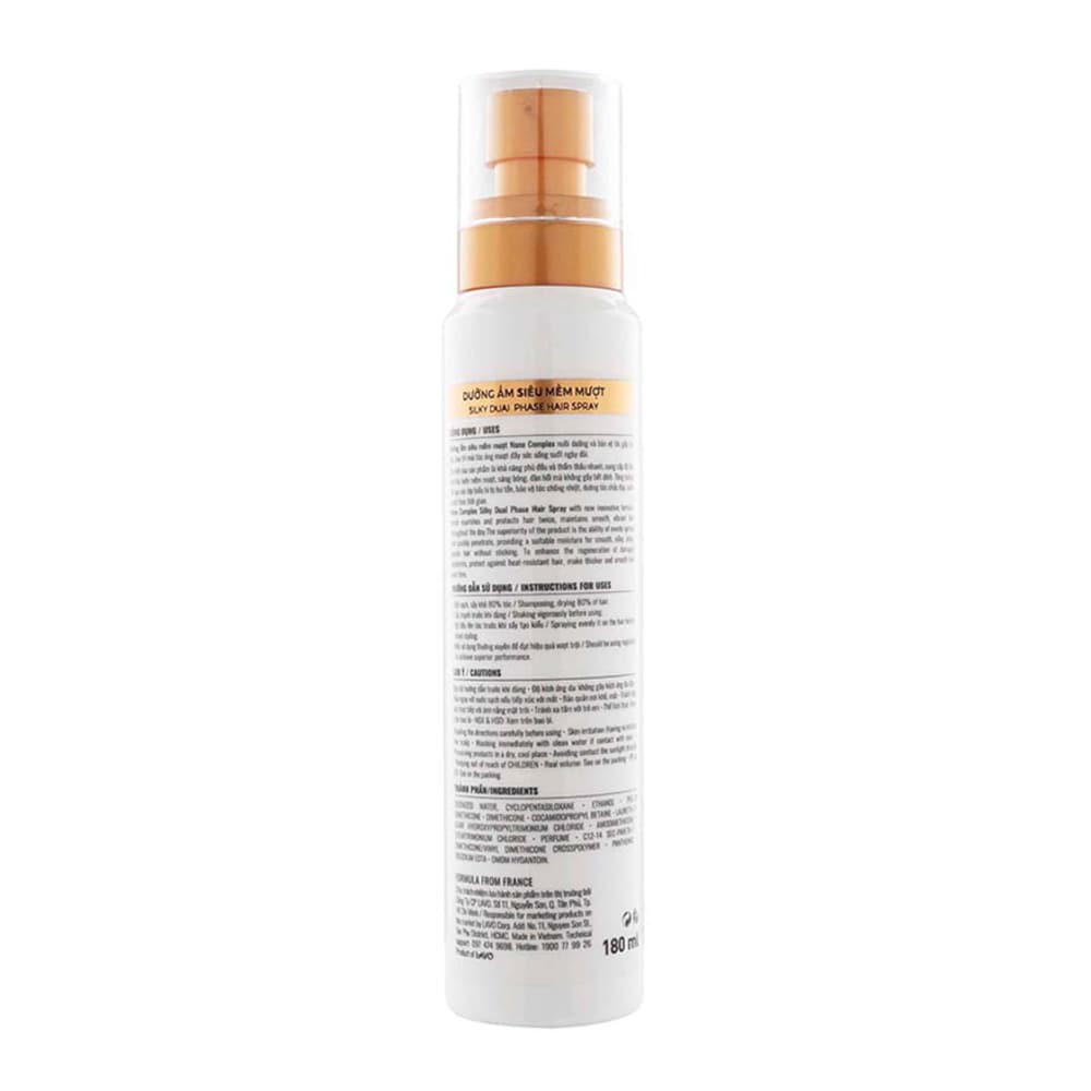 Dưỡng Ẩm Tóc Lavox Nano Complex Silky Dual Phase Hair Spray Siêu Mềm Mượt 180ml