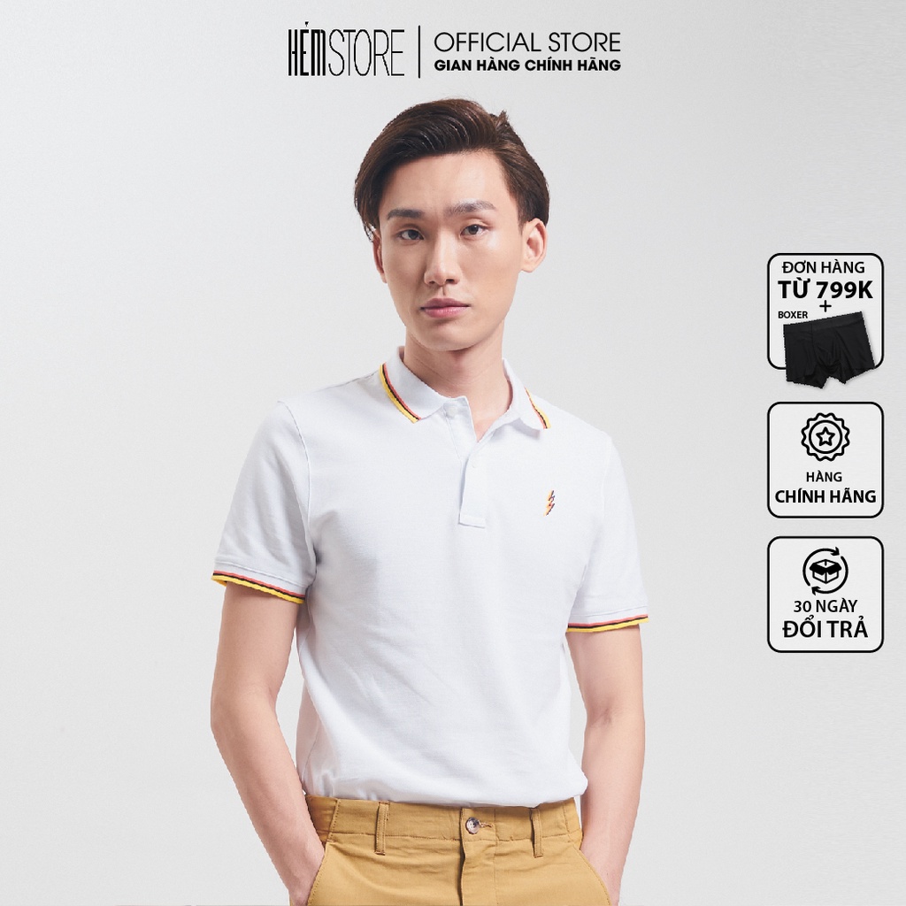 |Hẻm Store| Áo thun Polo Nam SATOSHI viền cổ cotton spandex Trắng/ Đen/ Navy SAPL52 chất liệu cotton dày dặn thoáng mát, | BigBuy360 - bigbuy360.vn