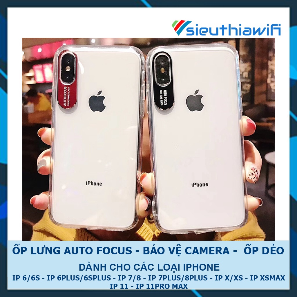 Ốp lưng iphone Auto focus bảo vệ camera 6/6plus/6s/6splus/7/7plus/8/8plus/x/xr/xs/11/12/pro/max/plus/promax - Awifi A1-7