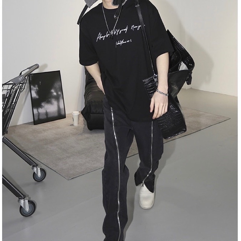 Áo thun tay lỡ nam nữ,in chữ Paki 2 màu