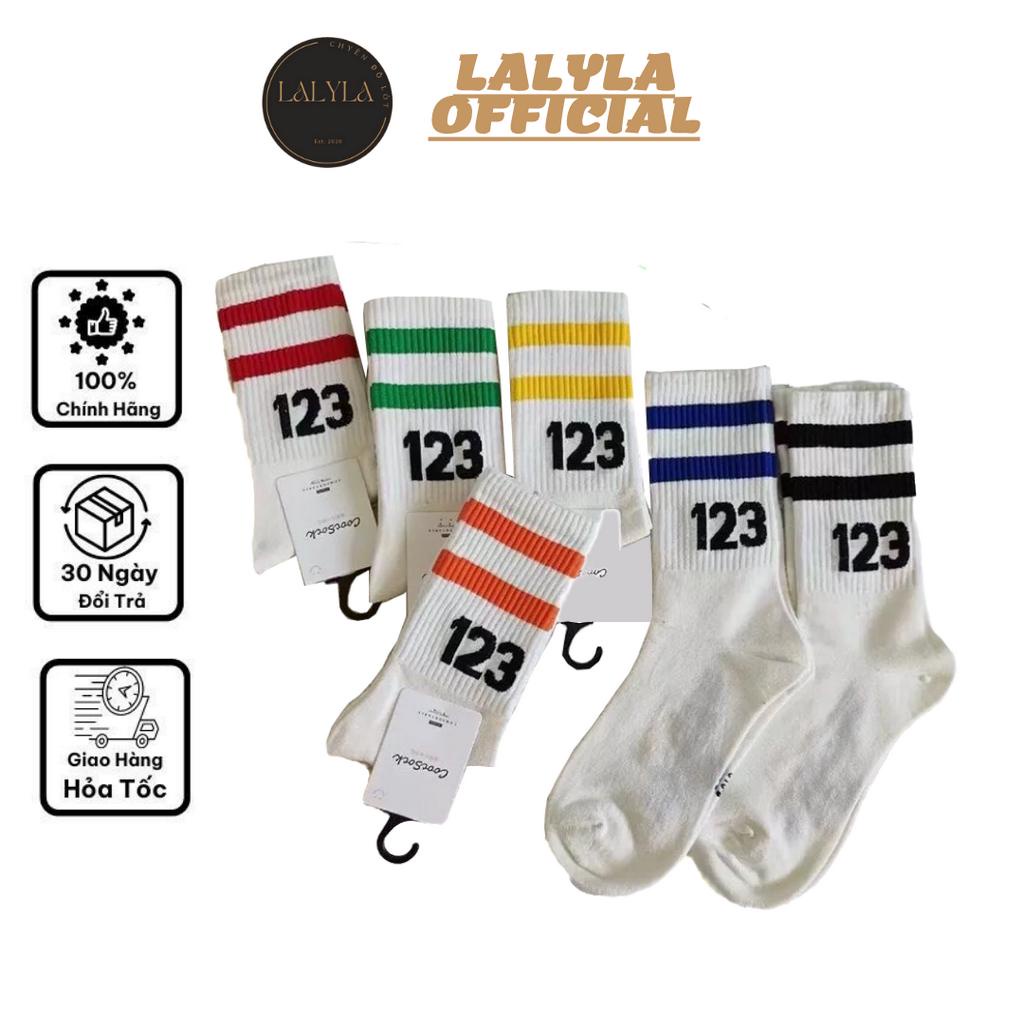 Tất nam nữ UNISEX số 123, vớ cao cổ Lalyla phong cách thể thao 2022