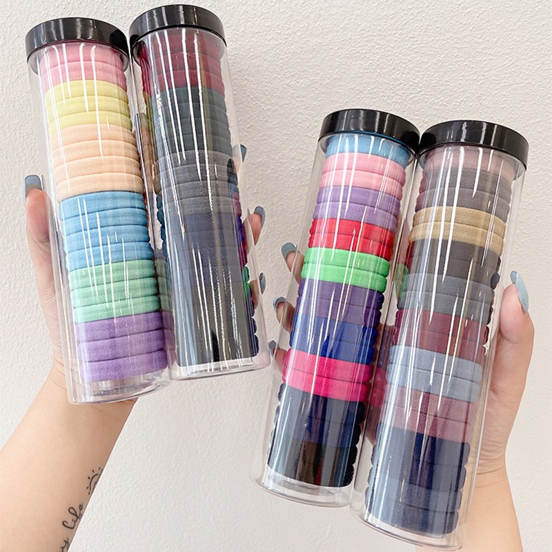 Set 20 Dây Buộc Tóc Nylon Co Giãn Nhiều Màu Đơn Giản Cho Nữ