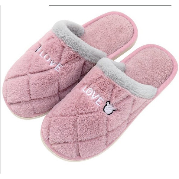 [CAO CẤP_CÓ TRỢ SHIP] Dép lông mang trong nhà bít mũi vân ca rô - Dép đi trong nhà nữ S032 êm chân, lâu mòn, chống trượt