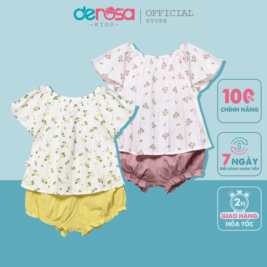 Bộ quần áo cho bé gái DEROSA KIDS bộ cộc tay cho bé 2 - 6 tuổi ASKD536B