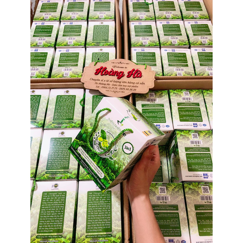 [chính hãng 100%]cafe xanh hộp lớn 30 gói