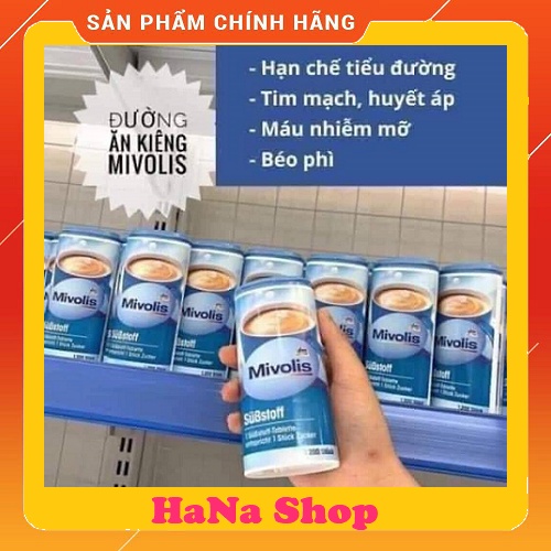 (Hàng air Đức) Đường ăn kiêng Mivolis Đức hộp 1200v
