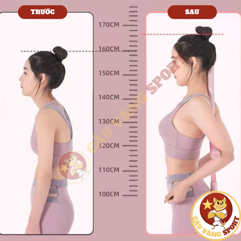 Gậy tập thẳng lưng, thanh gậy tập yoga chống gù lưng, mở vai hình chữ thập Cậu Vàng Sport