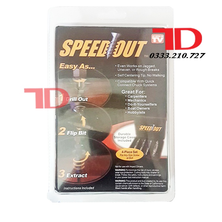 BỘ 4 MŨI KHOAN ỐC VÍT ĐA NĂNG SPEED OUT