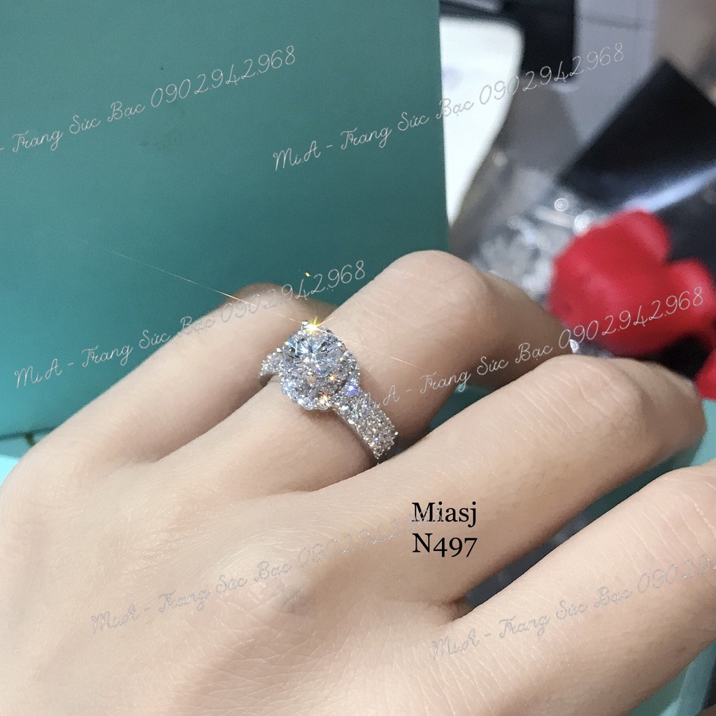 Nhẫn đính hôn bạc Ý S925 nữ MiASJ N467 hình hoa kết đá cao cấp