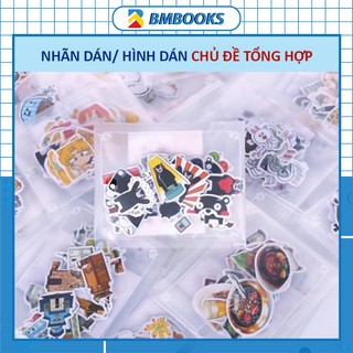 Sticker set 10-40 miếng dán xinh xắn 10 chủ đề tổng hợp Thức ăn/Nhà cửa/ Hoạt hình BMBooks