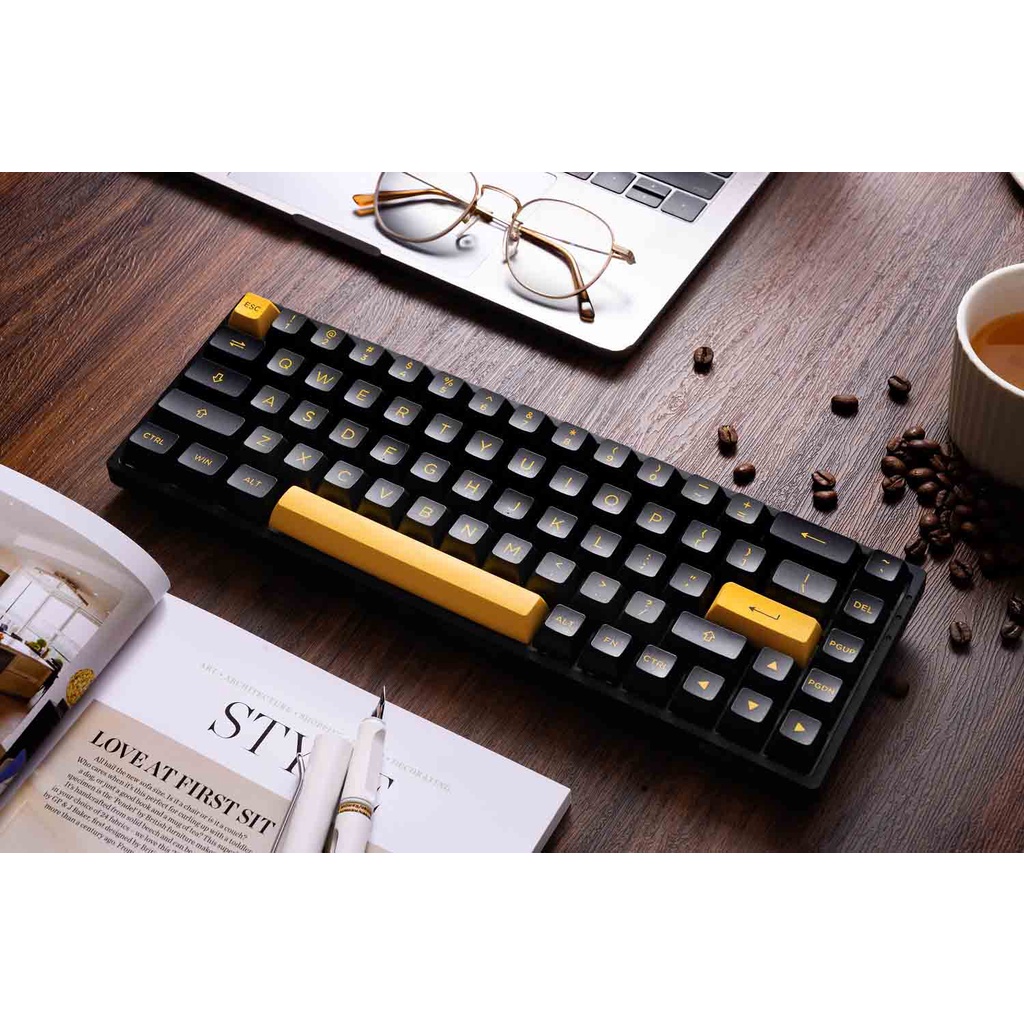 Bàn phím cơ AKKO 3068B Plus Black &amp; Gold (Bluetooth 5.0 / Wireless 2.4Ghz / Hotswap / Foam tiêu âm / AKKO CS Jelly sw)