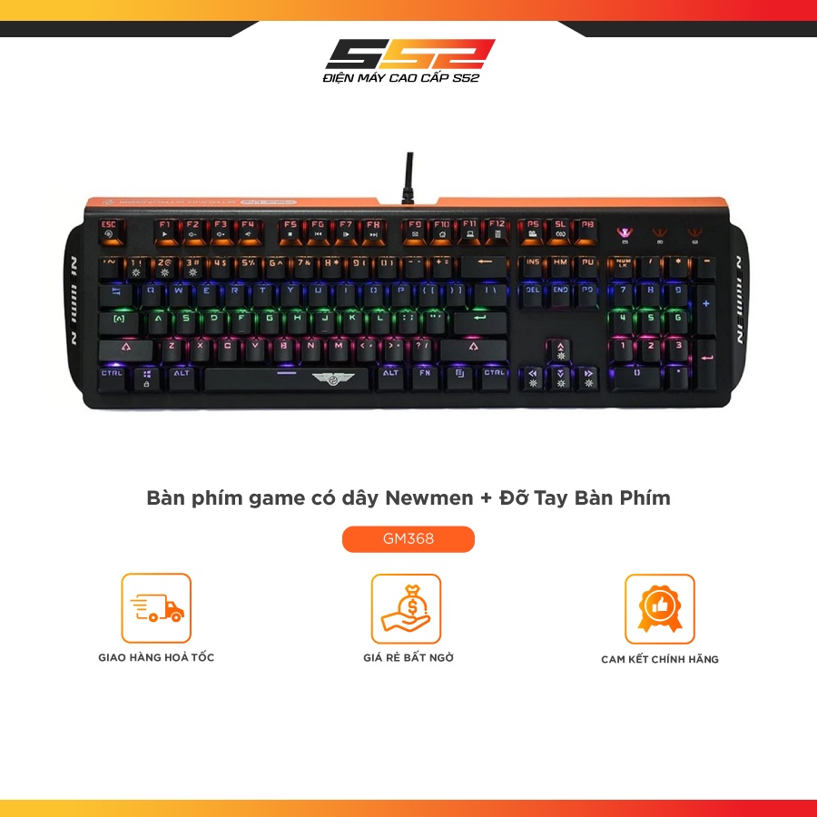 Bàn phím game có dây Newmen GM368 + đỡ tay bàn phím - Hàng Chính Hãng