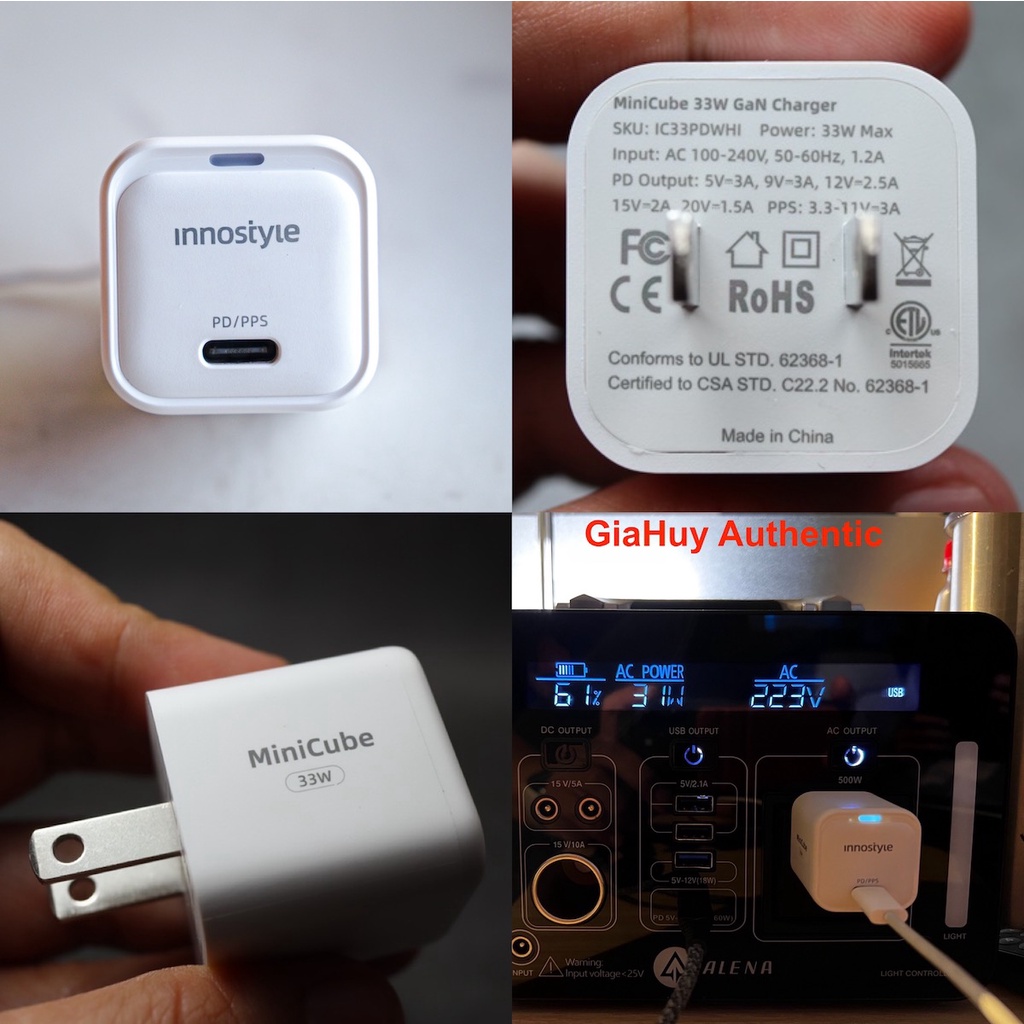 Củ sạc nhanh INNOSTYLE IC33PD MiniCube PD/ PPS 1.0 33W GaN II