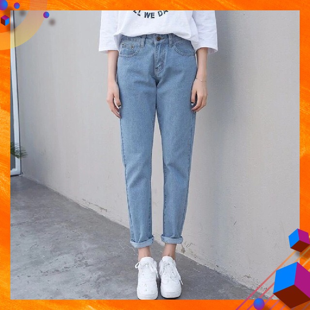 Quần baggy jean nữ lưng cao đẹp giá rẻ chất jean mềm mịn cao cấp thời trang | BigBuy360 - bigbuy360.vn