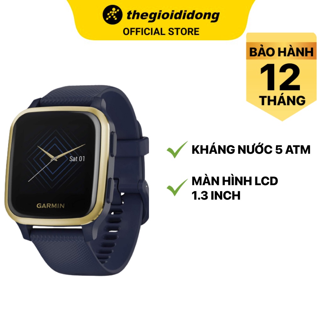 Đồng hồ thông minh Garmin Venu SQ Music Xanh Dương kháng nước 5ATM đo nồng độ SPO2 màn hình LCD - Chính hãng BH 12 tháng