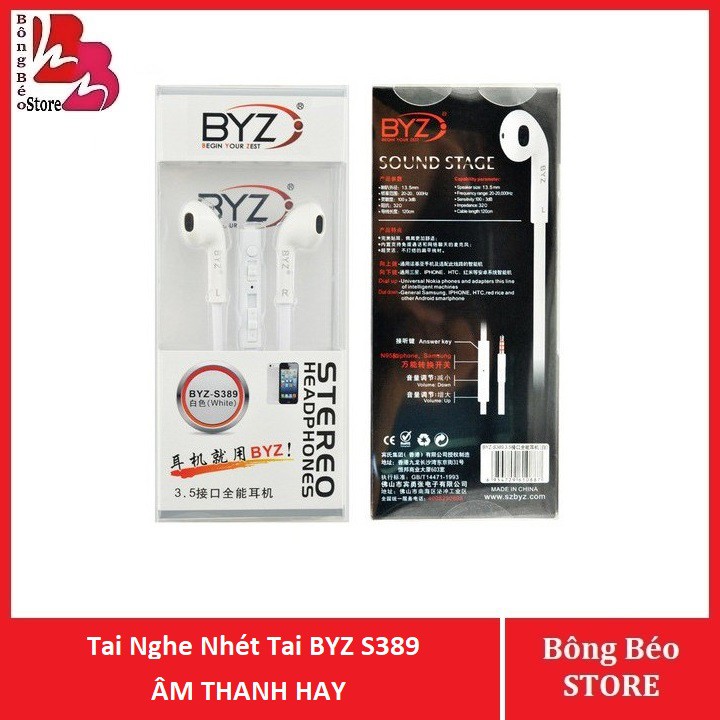 Tai Nghe Nhét Tai BYZ S389 Chính Hãng Âm Thanh Hay