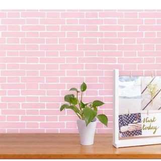 Cuộn 5m giấy dán tường gạch hồng trơn - có keo sẵn
