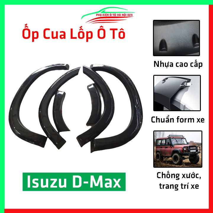 Bộ ốp cua lốp xe ô tô DMAX, D-Max mẫu trơn trang trí bảo vệ lốp xe