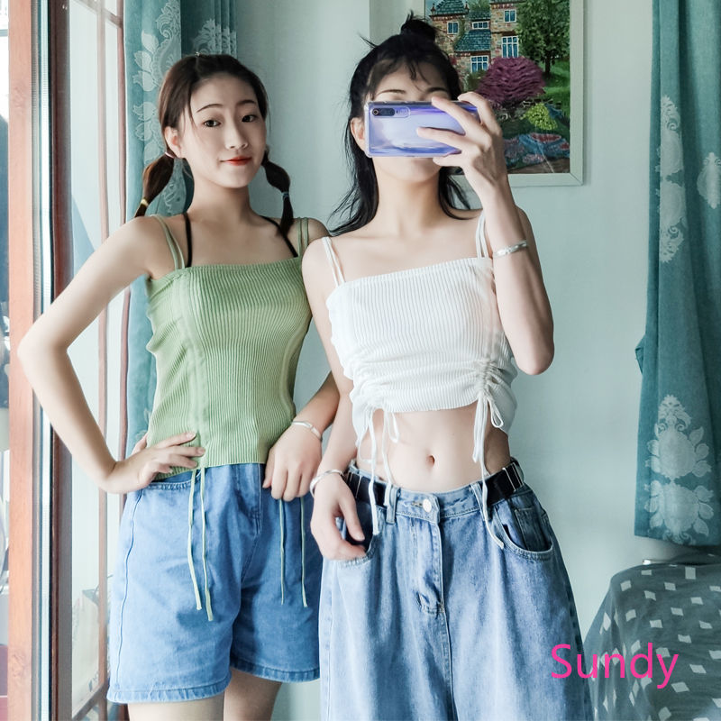 Áo Croptop Dệt Kim Kiểu Hàn Quốc Thời Trang Mùa Hè Dành Cho Nữ