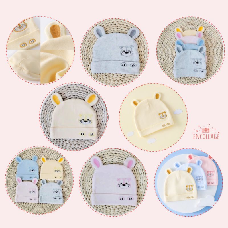 Mũ Nỉ Cotton 2 Lớp Cho Bé 5-12 Tháng, Nhiều Mẫu