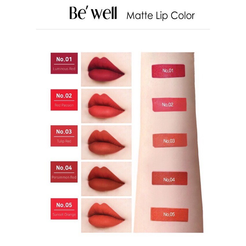 Be'Well Matte Lip Color - Son lì siêu nhẹ môi Hàn Quốc (PHIÊN BẢN ĐẶC BIỆT TẶNG KÈM BOX XINH XẮN số lượng có hạn)