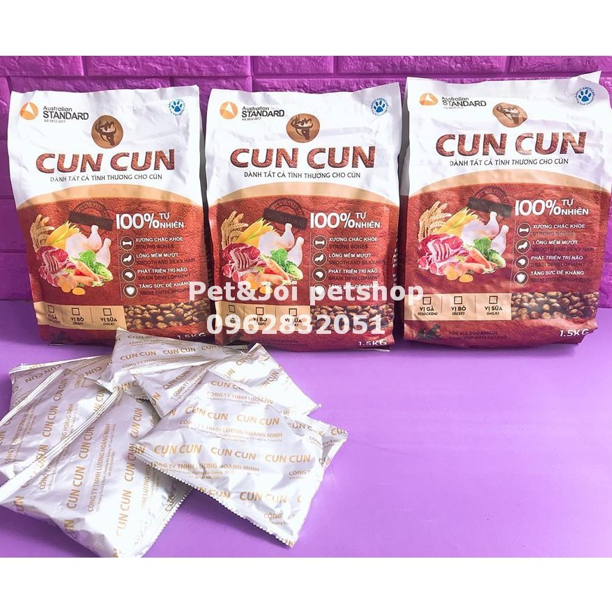 Hạt chó Cuncun 1,5kg ⚡CHỈ 1 NGÀY⚡Thức ăn cho chó trên 3 tháng tuổi - PET&amp;JOI