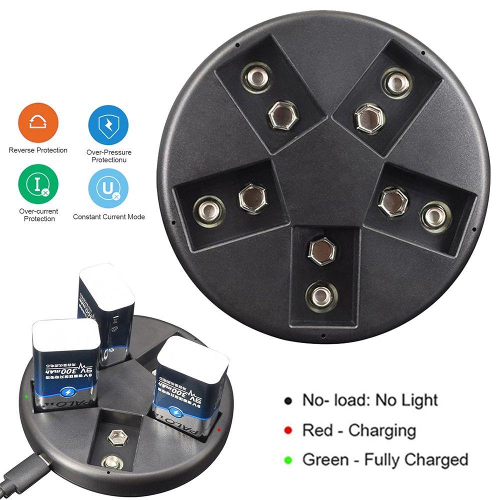 BEBETTERM Đế Sạc Nhanh Thông Minh Có Đèn LED Chỉ Báo Cho Pin Li-ion 6F22 9V Ni-MH Ni-CD