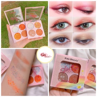 ( sẵn ) Phấn mắt nhũ kim tuyến 4 ô GLITTER KISS BEAUTY