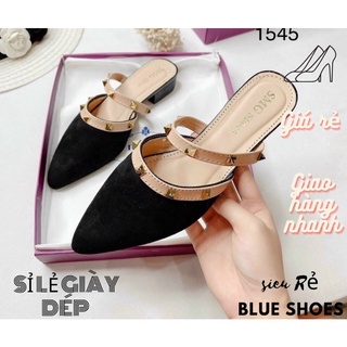 Giày Sục nữ nhung đinh - Sục quai ngang tán đinh 2p