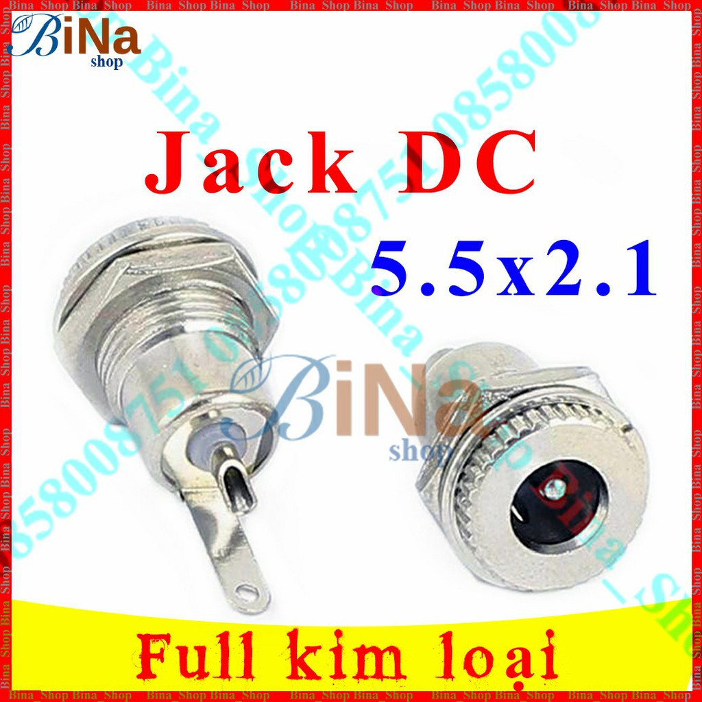 Jack sạc DC 5.5x2.1 / 5.5x2.5 kim loại jack cao su chống nước (tự chọn)