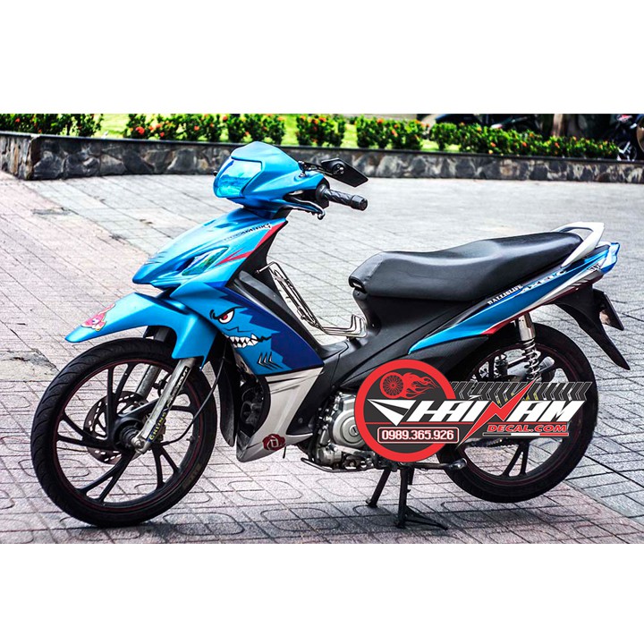 Tem trùm xe axelo xanh cá mập