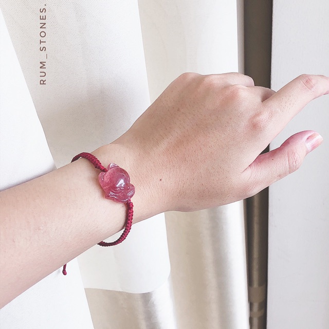 Vòng tay/ dây chuyền đá thạch anh hồng dâu