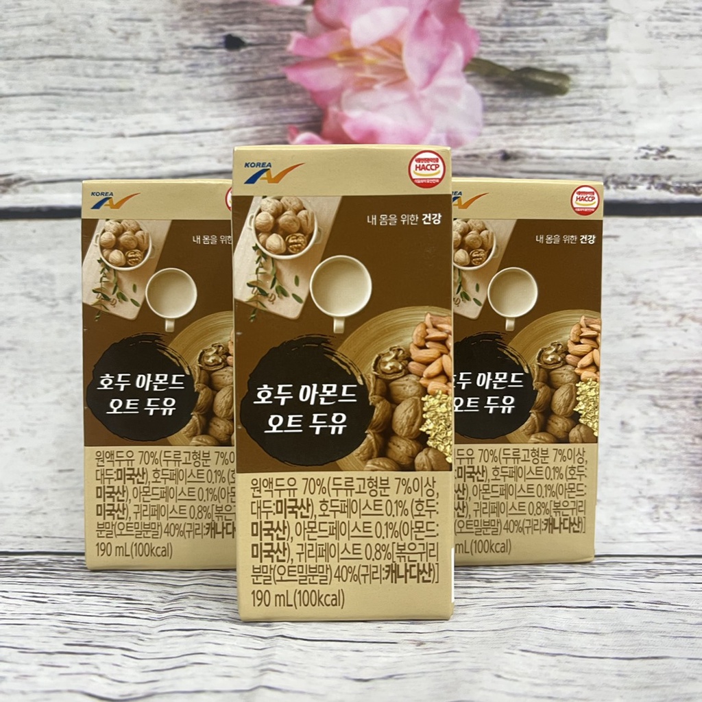 Sữa Đậu nành yến mạch hạnh nhân óc chó 190ml - Hàn Quốc - mẫu mới
