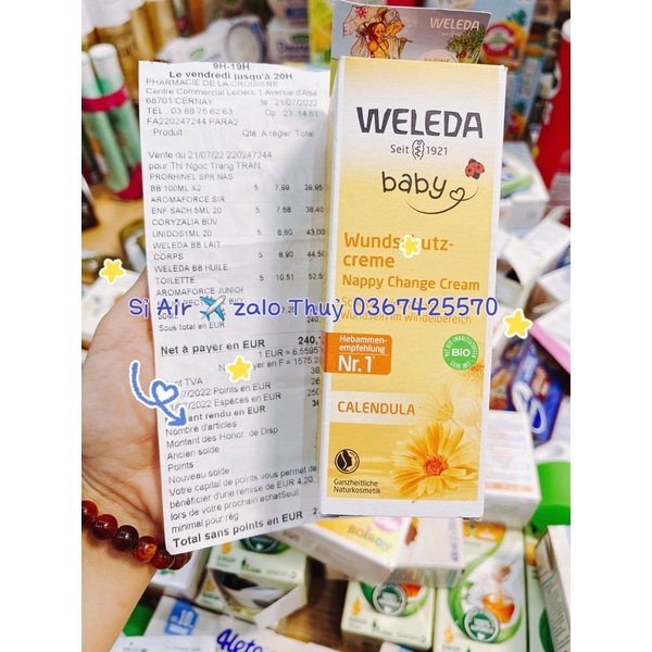 (Hàng Air ✈️ Bill) Bộ chăm sóc da hữu cơ - Kem hăm Weleda - Kem dưỡng Weleda - Dầu massage Weleda